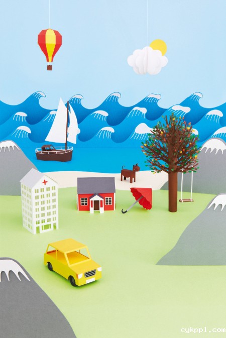 可爱的3D剪纸雕塑