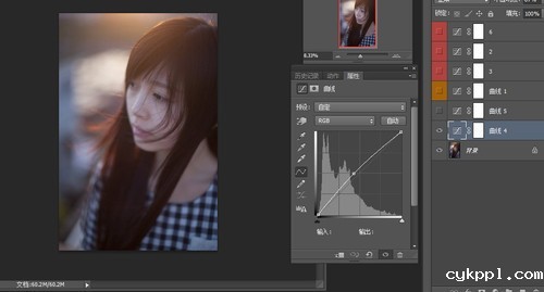 用曲线加强色调对比 逆光人像调色教程