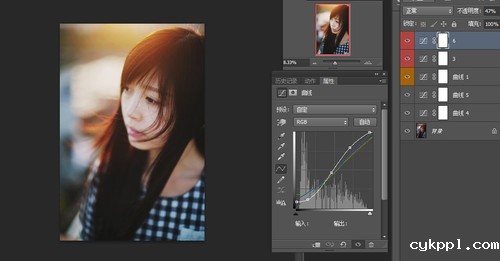 用曲线加强色调对比 逆光人像调色教程