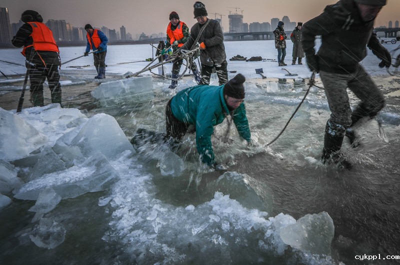 冰雪宝藏的“开矿者”——镜头记录松花江上采冰人