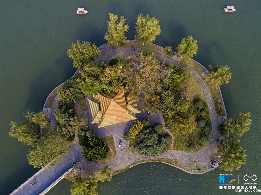 航拍：秋去冬来逍遥津