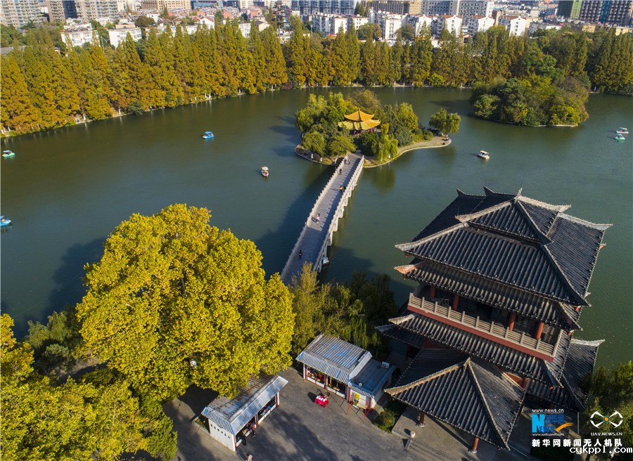 航拍：秋去冬来逍遥津