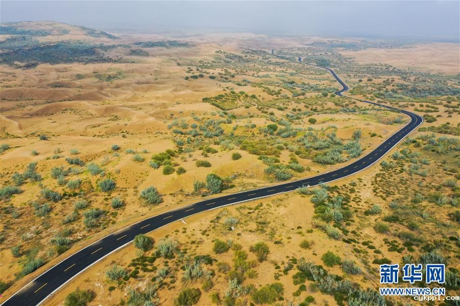 库布其沙漠披绿装