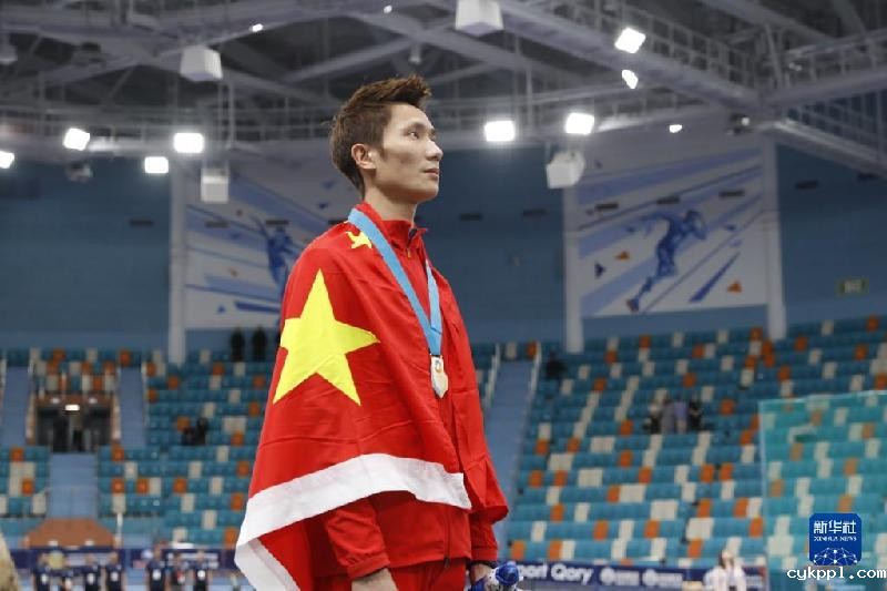 田径——室内亚锦赛:男子三级跳远颁奖仪式