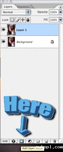 接下来处理背景部分，先Commend+J，选择在图层Layer框的下面第三个新增图层遮罩。